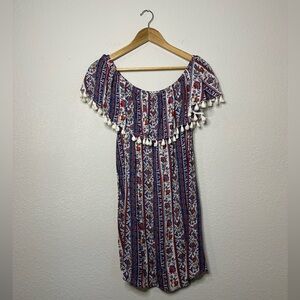 Altar’d State Red, Blue & White Off the Shoulder Dress Size Small